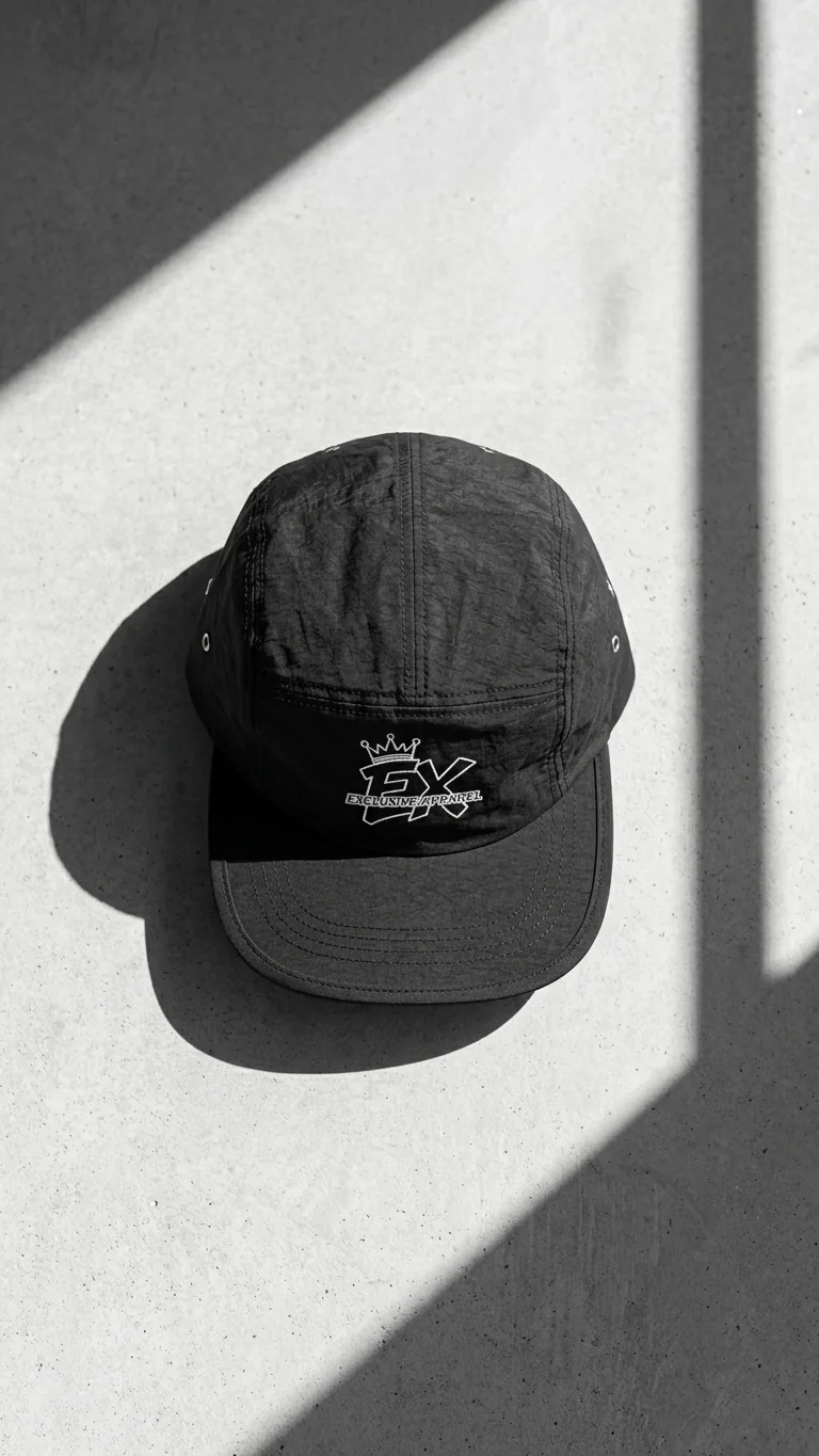 Black Exclusive Apparel cap photographed on its own